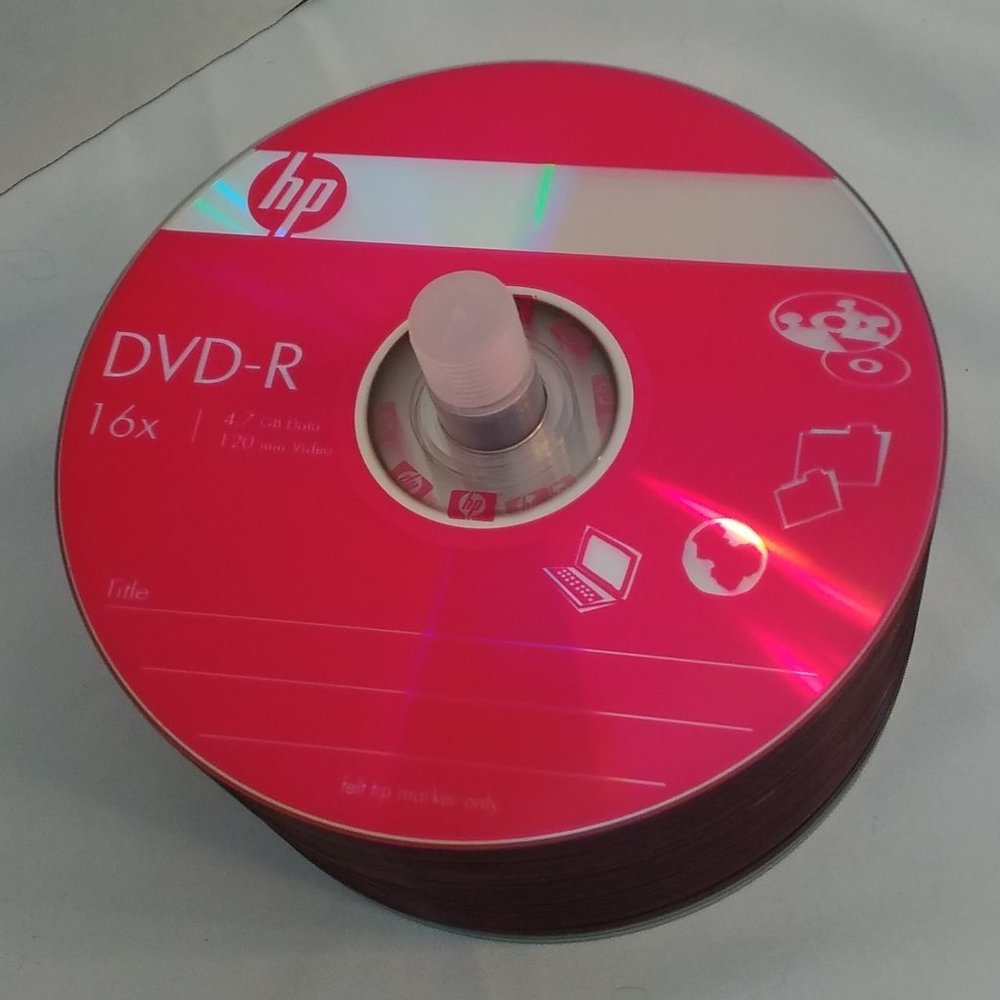 HP DVD-R BLANK Discs 16X 4.7 GB Data 120 Min Video 41Count Open pkg PINK